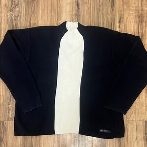 Tommy Hilfiger Men's Black and White High Neck Knit Sweater Sz XL